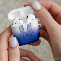 Philippines Barong Style AirPods Case with Polynesian Art and Leaf Motif Blue Color LT03 - Polynesian Pride
