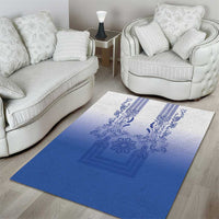 Philippines Barong Style Area Rug with Polynesian Art and Leaf Motif Blue Color LT03 - Polynesian Pride