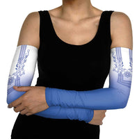Philippines Barong Style Arm Sleeves with Polynesian Art and Leaf Motif Blue Color LT03 - Polynesian Pride