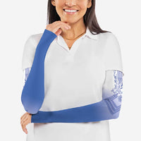 Philippines Barong Style Arm Sleeves with Polynesian Art and Leaf Motif Blue Color LT03 - Polynesian Pride