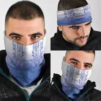 Philippines Barong Style Neck Gaiter with Polynesian Art and Leaf Motif Blue Color LT03 - Polynesian Pride
