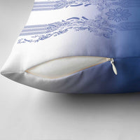 Philippines Barong Style Pillow Cover with Polynesian Art and Leaf Motif Blue Color LT03 - Polynesian Pride