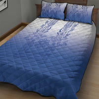 Philippines Barong Style Quilt Bed Set with Polynesian Art and Leaf Motif Blue Color LT03 - Polynesian Pride