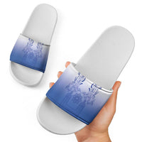 Philippines Barong Style Slide Sandals with Polynesian Art and Leaf Motif Blue Color LT03 - Polynesian Pride