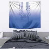 Philippines Barong Style Tapestry with Polynesian Art and Leaf Motif Blue Color LT03 - Polynesian Pride