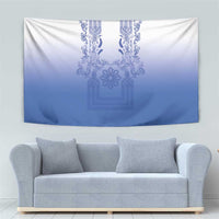 Philippines Barong Style Tapestry with Polynesian Art and Leaf Motif Blue Color LT03 - Polynesian Pride