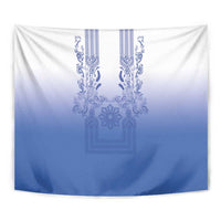 Philippines Barong Style Tapestry with Polynesian Art and Leaf Motif Blue Color LT03 - Polynesian Pride