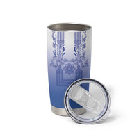 Philippines Barong Style Tumbler Cup with Polynesian Art and Leaf Motif Blue Color LT03 - Polynesian Pride