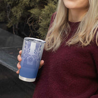 Philippines Barong Style Tumbler Cup with Polynesian Art and Leaf Motif Blue Color LT03 - Polynesian Pride
