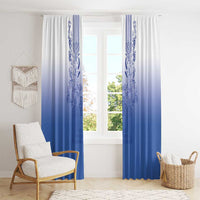 Philippines Barong Style Window Curtain with Polynesian Art and Leaf Motif Blue Color LT03 - Polynesian Pride