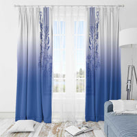 Philippines Barong Style Window Curtain with Polynesian Art and Leaf Motif Blue Color LT03 - Polynesian Pride