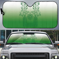 Philippines Barong Style Auto Sun Shade with Polynesian Art and Leaf Motif Green Color LT03 Green - Polynesian Pride