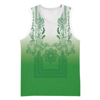 Philippines Barong Style Basketball Jersey with Polynesian Art and Leaf Motif Green Color LT03 Unisex Green - Polynesian Pride