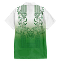 Philippines Barong Style Hawaiian Shirt with Polynesian Art and Leaf Motif Green Color LT03 - Polynesian Pride