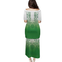 Philippines Barong Style Puletasi with Polynesian Art and Leaf Motif Green Color LT03 - Polynesian Pride