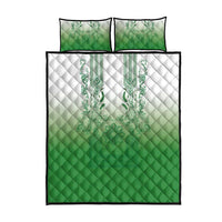 Philippines Barong Style Quilt Bed Set with Polynesian Art and Leaf Motif Green Color LT03 - Polynesian Pride
