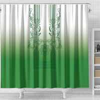 Philippines Barong Style Shower Curtain with Polynesian Art and Leaf Motif Green Color LT03 - Polynesian Pride