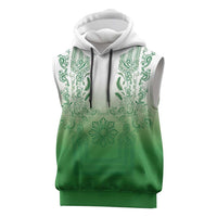 Philippines Barong Style Sleeveless Hoodie with Polynesian Art and Leaf Motif Green Color LT03 Green - Polynesian Pride