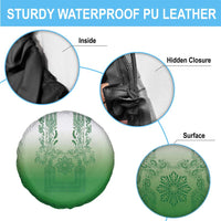 Philippines Barong Style Spare Tire Cover with Polynesian Art and Leaf Motif Green Color LT03 - Polynesian Pride