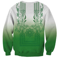 Philippines Barong Style Sweatshirt with Polynesian Art and Leaf Motif Green Color LT03 - Polynesian Pride