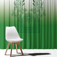 Philippines Barong Style Window Curtain with Polynesian Art and Leaf Motif Green Color LT03 - Polynesian Pride