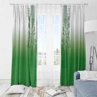 Philippines Barong Style Window Curtain with Polynesian Art and Leaf Motif Green Color LT03 - Polynesian Pride