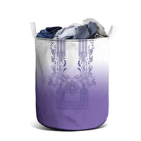 Philippines Barong Style Laundry Basket with Polynesian Art and Leaf Motif Purple Color LT03 - Polynesian Pride