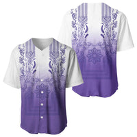 Philippines Barong Style Baseball Jersey with Polynesian Art and Leaf Motif Purple Color LT03 - Polynesian Pride