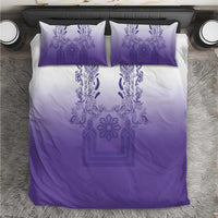 Philippines Barong Style Bedding Set with Polynesian Art and Leaf Motif Purple Color LT03 Purple - Polynesian Pride