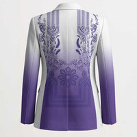Philippines Barong Style Blazer with Polynesian Art and Leaf Motif Purple Color LT03 - Polynesian Pride