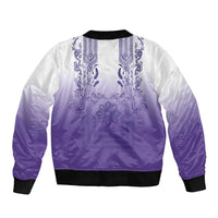 Philippines Barong Style Bomber Jacket with Polynesian Art and Leaf Motif Purple Color LT03 - Polynesian Pride