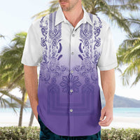 Philippines Barong Style Hawaiian Shirt with Polynesian Art and Leaf Motif Purple Color LT03 - Polynesian Pride
