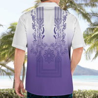 Philippines Barong Style Hawaiian Shirt with Polynesian Art and Leaf Motif Purple Color LT03 - Polynesian Pride