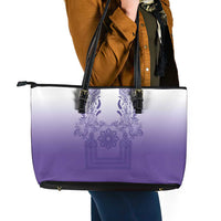 Philippines Barong Style Leather Tote Bag with Polynesian Art and Leaf Motif Purple Color LT03 - Polynesian Pride