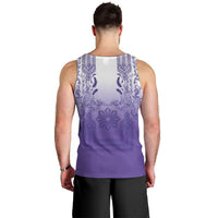 Philippines Barong Style Men Tank Top with Polynesian Art and Leaf Motif Purple Color LT03 - Polynesian Pride