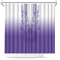 Philippines Barong Style Shower Curtain with Polynesian Art and Leaf Motif Purple Color LT03 Purple - Polynesian Pride