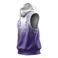 Philippines Barong Style Sleeveless Hoodie with Polynesian Art and Leaf Motif Purple Color LT03 - Polynesian Pride