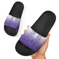 Philippines Barong Style Slide Sandals with Polynesian Art and Leaf Motif Purple Color LT03 - Polynesian Pride