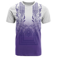 Philippines Barong Style T Shirt with Polynesian Art and Leaf Motif Purple Color LT03 Purple - Polynesian Pride