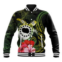 Kia Orana Cook Islands Baseball Jacket Turtle and Hibiscus Polynesian Pattern LT03 Unisex Yellow - Polynesian Pride