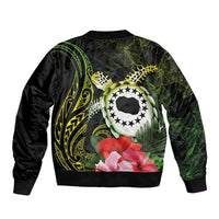 Kia Orana Cook Islands Bomber Jacket Turtle and Hibiscus Polynesian Pattern