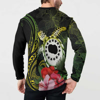 Kia Orana Cook Islands Button Sweatshirt Turtle and Hibiscus Polynesian Pattern LT03 - Polynesian Pride