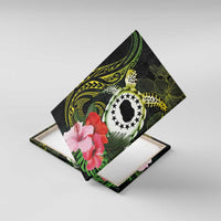 Kia Orana Cook Islands Canvas Wall Art Turtle and Hibiscus Polynesian Pattern LT03 With Frame Yellow - Polynesian Pride