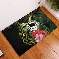 Kia Orana Cook Islands Rubber Doormat Turtle and Hibiscus Polynesian Pattern LT03 - Polynesian Pride