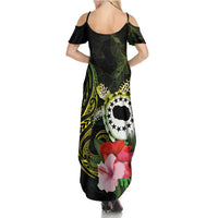 Kia Orana Cook Islands Summer Maxi Dress Turtle and Hibiscus Polynesian Pattern LT03 - Polynesian Pride