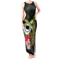 Kia Orana Cook Islands Tank Maxi Dress Turtle and Hibiscus Polynesian Pattern LT03 Women Yellow - Polynesian Pride