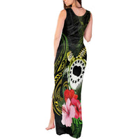 Kia Orana Cook Islands Tank Maxi Dress Turtle and Hibiscus Polynesian Pattern LT03 - Polynesian Pride