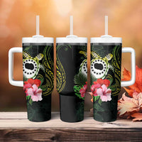 Kia Orana Cook Islands Tumbler With Handle Turtle and Hibiscus Polynesian Pattern LT03 - Polynesian Pride
