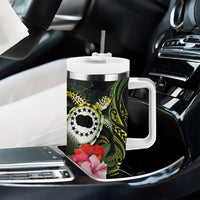 Kia Orana Cook Islands Tumbler With Handle Turtle and Hibiscus Polynesian Pattern LT03 - Polynesian Pride