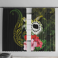 Kia Orana Cook Islands Window Curtain Turtle and Hibiscus Polynesian Pattern LT03 With Hooks Yellow - Polynesian Pride